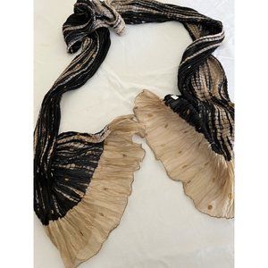 LL Scarf Women's SILK PINK/Black Ruched & Ruffled